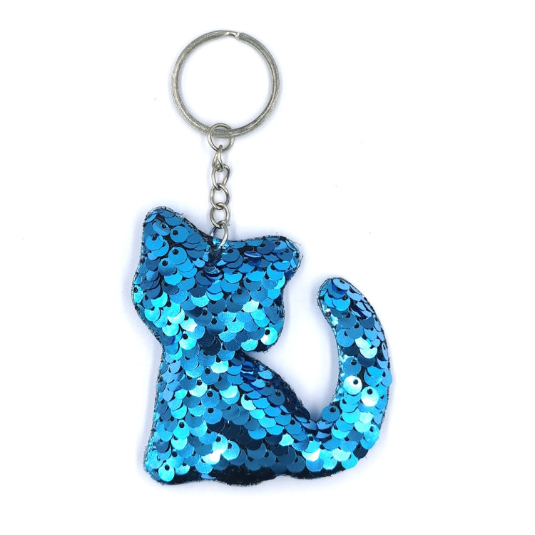 10 PCS PET Sequins Reflective Cat Keychain Bag Car Pendant
