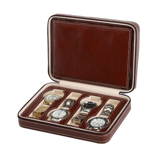 8-Digit Watch Storage Box Watch Display Box Portable Watch Travel Bag, 08 Watch Position Brown, 08 Watch Position Black