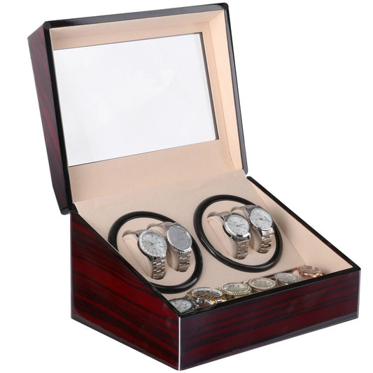 Watch Shaker 4+6 Digits Mechanical Watch Automatic Winding Watch Box Watch Shaker ,US Plug, Red Sandalwood