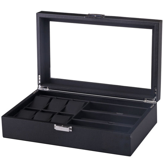 6+3 PU Watch Glasses Case Carbon Fiber PU Skin Watch Box Sunglasses Box, 6 + 3 Black, 6 + 3 Brown