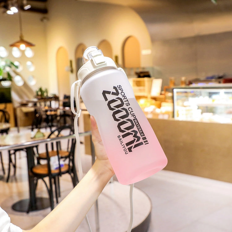 Frosted Gradient Color Large-Capacity Sports Water Cup Outdoor Portable Straw Water Bottle