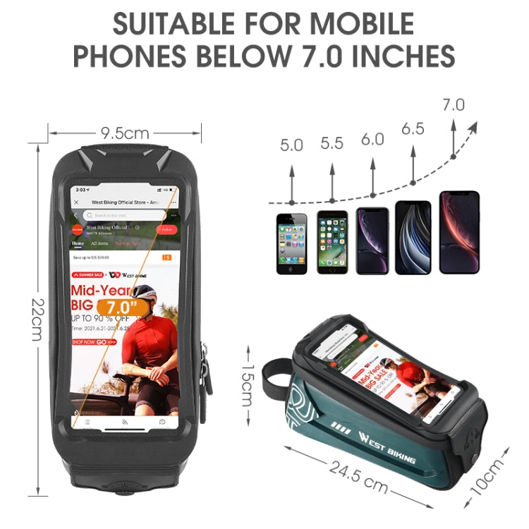 WEST BIKING 2.5L Bicycle Front Beam Mobile Phone Touch Screen Hard Shell Bag