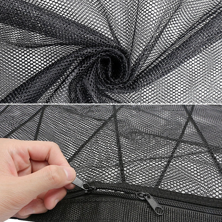 Car Ceiling Storage Net Bag Draw Rope Double-Layer Zipper Car Storage Net Pocket