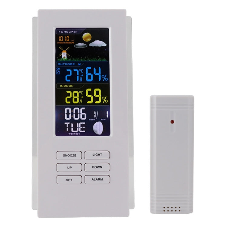 Wireless Colorful Screen Indoor And Outdoor Temperature Humidity Meter Barometer Smart Digital Electronic Clock With Backlight