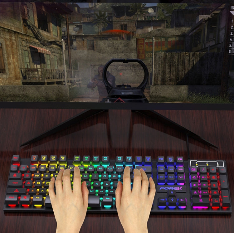 FOREV FV-Q305S Colorful Luminous Wired Gaming Keyboard and Mouse Set