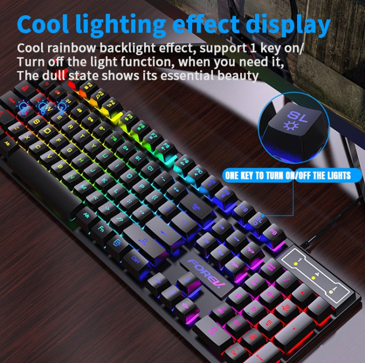 FOREV FV-Q305S Colorful Luminous Wired Gaming Keyboard and Mouse Set