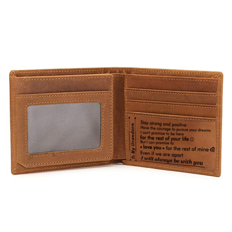 6003 Men Gift Crazy Horse Leather Lettering Laser Mark Wallet