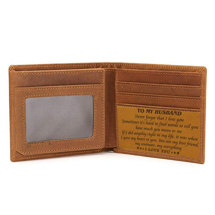 6003 Men Gift Crazy Horse Leather Lettering Laser Mark Wallet