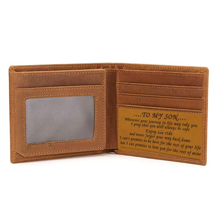 6003 Men Gift Crazy Horse Leather Lettering Laser Mark Wallet