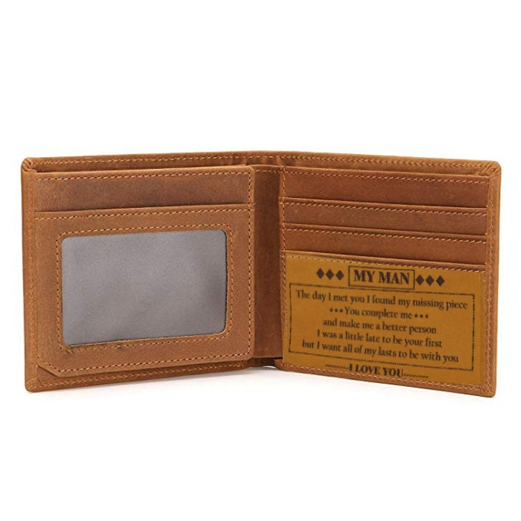 6003 Men Gift Crazy Horse Leather Lettering Laser Mark Wallet