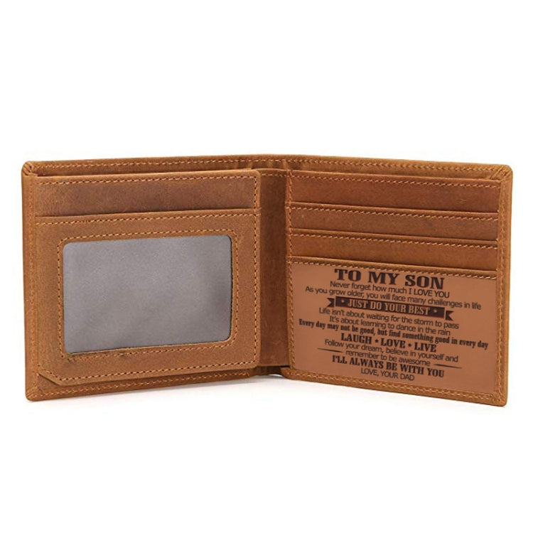 6003 Men Gift Crazy Horse Leather Lettering Laser Mark Wallet