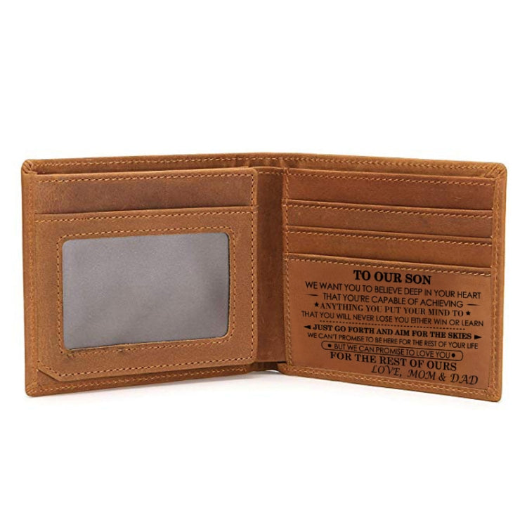 6003 Men Gift Crazy Horse Leather Lettering Laser Mark Wallet