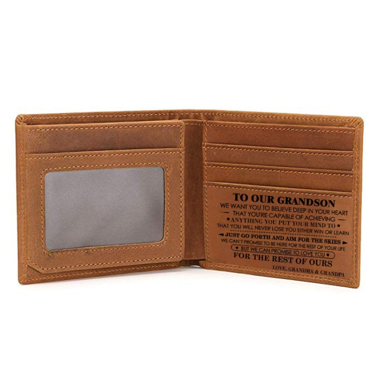 6003 Men Gift Crazy Horse Leather Lettering Laser Mark Wallet