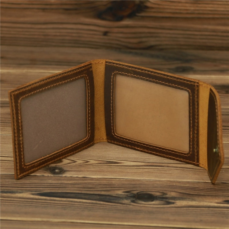 1071 Men Crazy Horse Leather Driver License Storage Wallet