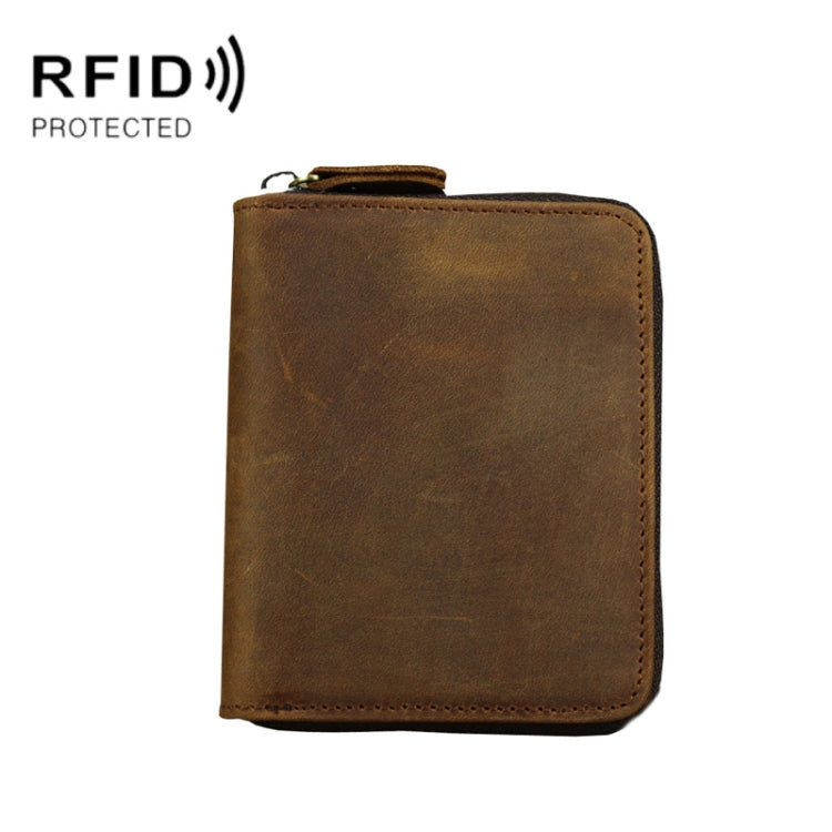 9039 RFID Antimagnetic Leather Zipper Wallet