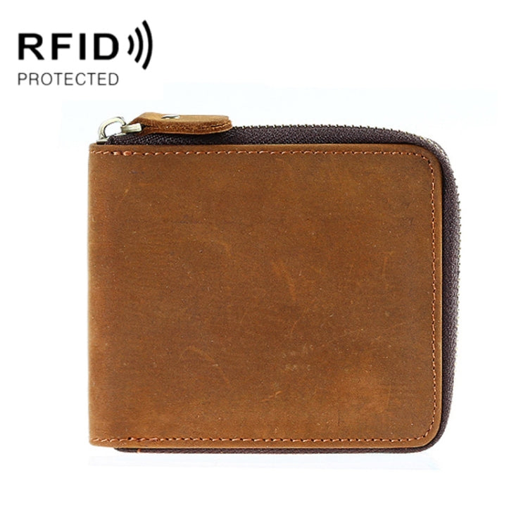 9039 RFID Antimagnetic Leather Zipper Wallet