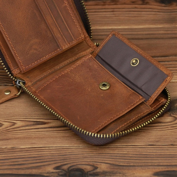 9039 RFID Antimagnetic Leather Zipper Wallet