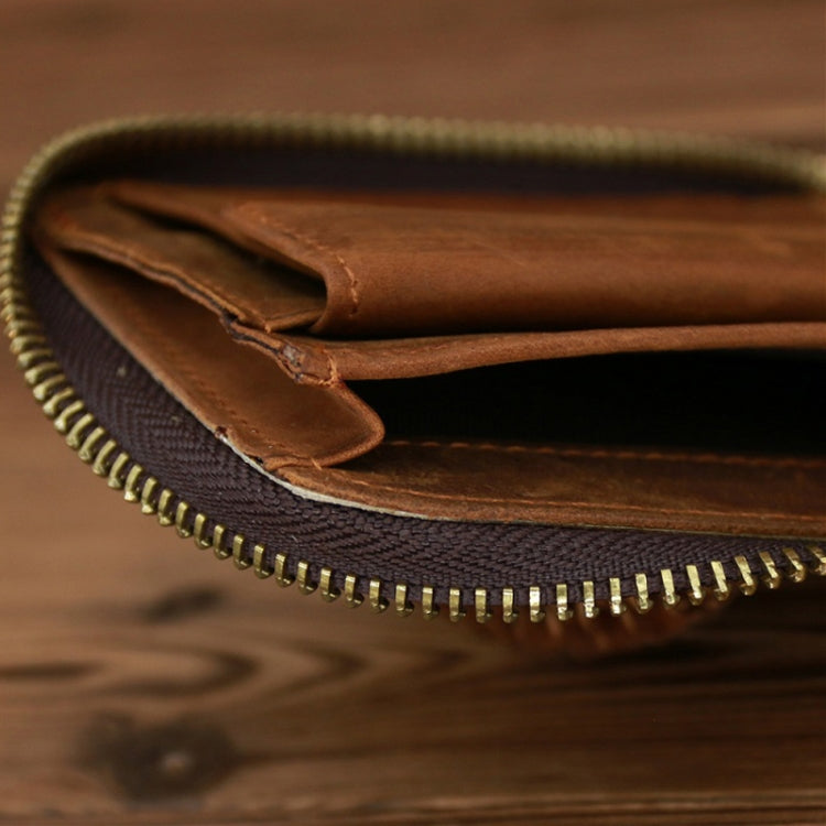 9039 RFID Antimagnetic Leather Zipper Wallet