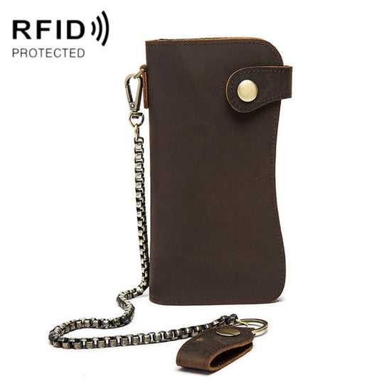 B161 RFID Retro Anti-Degaussing Iron Chain Leather Wallet