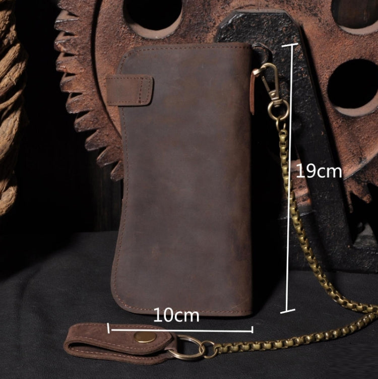 B161 RFID Retro Anti-Degaussing Iron Chain Leather Wallet