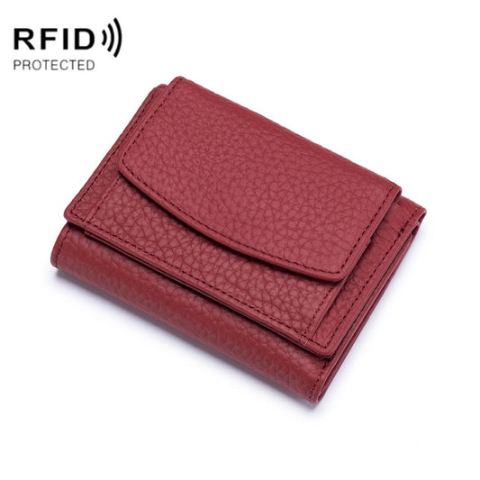 CL-2753 Leather RFID Short Coin Purse Wallet