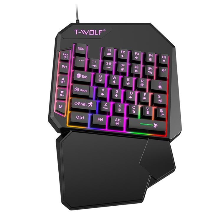 T-WOLF Mobile Gaming One-Handed Keyboard，Specification：