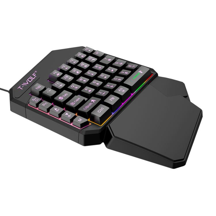 T-WOLF Mobile Gaming One-Handed Keyboard，Specification：