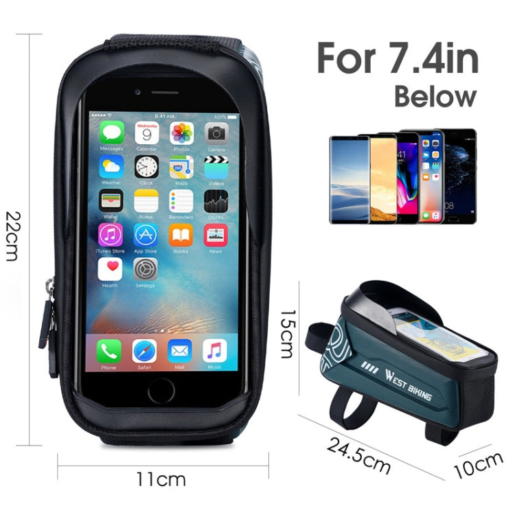 WEST BIKING Bicycle Upper Tube 2.2L Hard Shell Bag For 7.4 Inch Mobile Phone