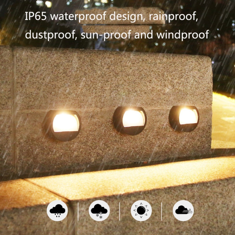 Solar Outdoor Waterproof LED Round Wall Lamp Stair Light