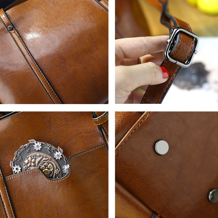 888-G9 Oil Wax Leather All-Match Fashion Handbag