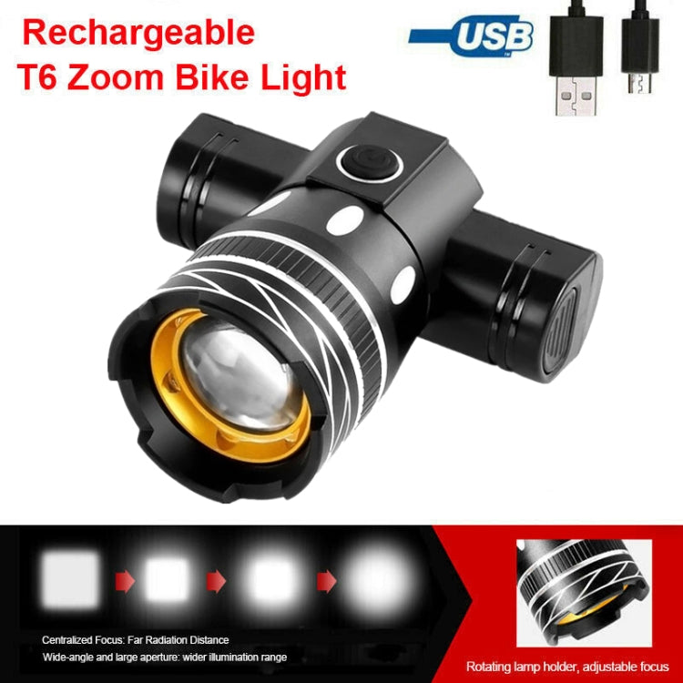 7602 LED USB Charging Telescopic Zoom Bicycle Front Light, Specification: