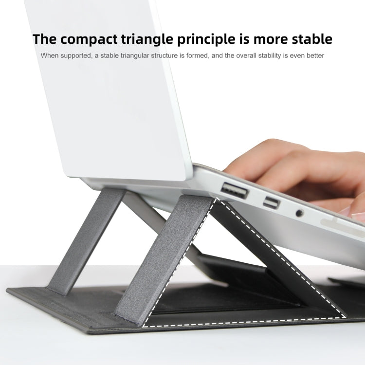Laptop Leather Folding Stand Tablet Phone Holder, Leather Folding Stand