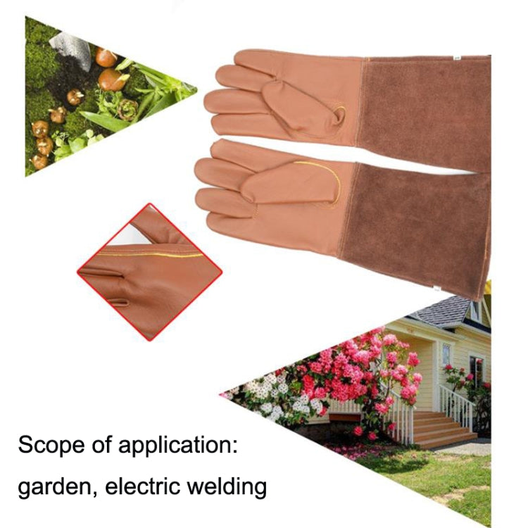 1 Pair Floral Garden Cut-Resistant Leather Gloves, Size: