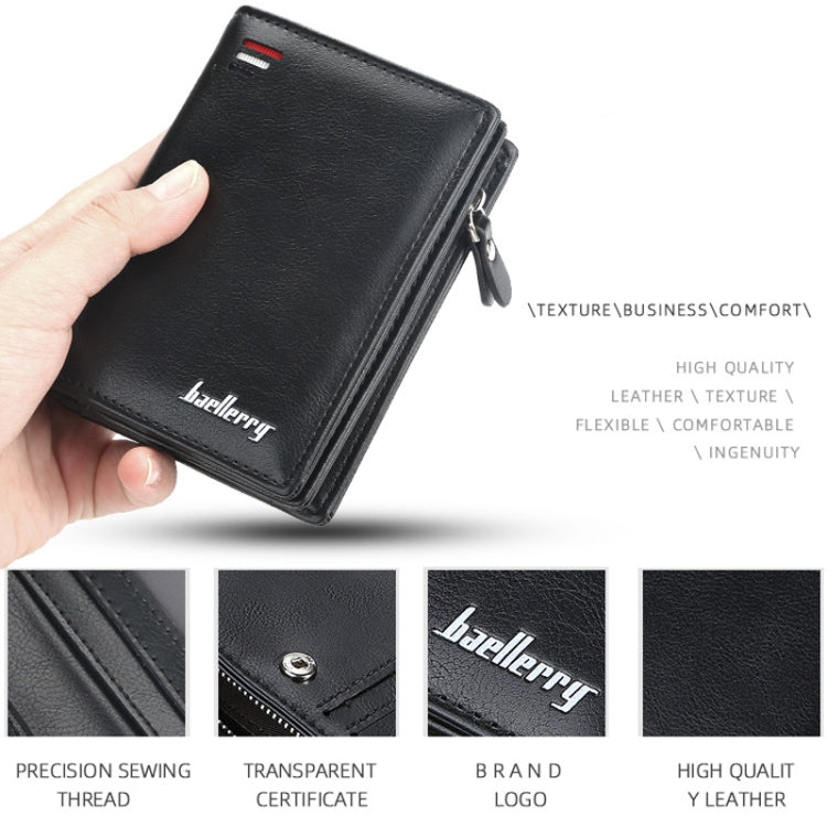 Baellerry D3216 Men Short Vertical Multi-Card Snap Coin Purse