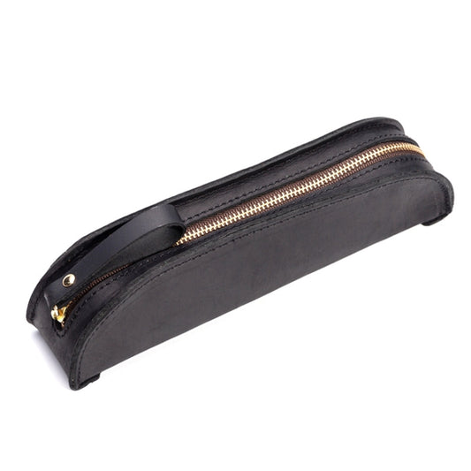 W-T18 Vintage Handmade Genuine Leather Zipper Pencil Case