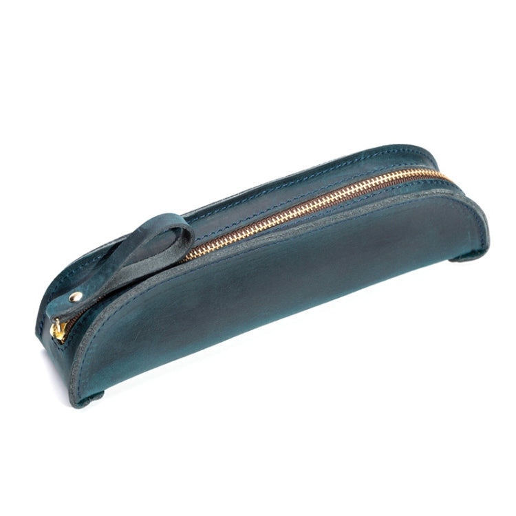 W-T18 Vintage Handmade Genuine Leather Zipper Pencil Case