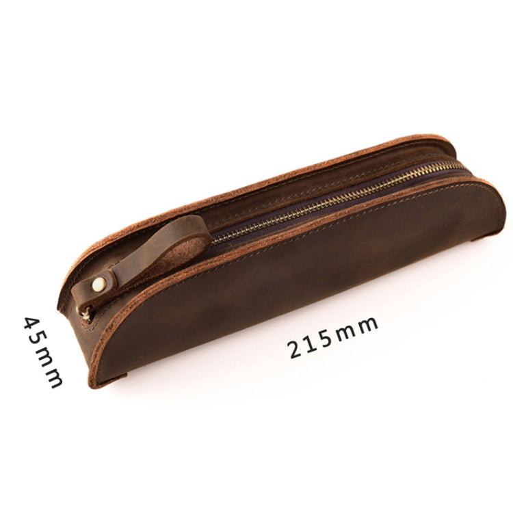 W-T18 Vintage Handmade Genuine Leather Zipper Pencil Case
