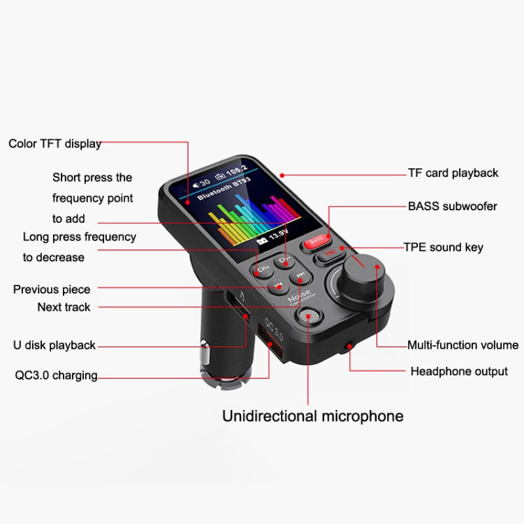 BT93 Color Screen Car MP3 Bluetooth Player