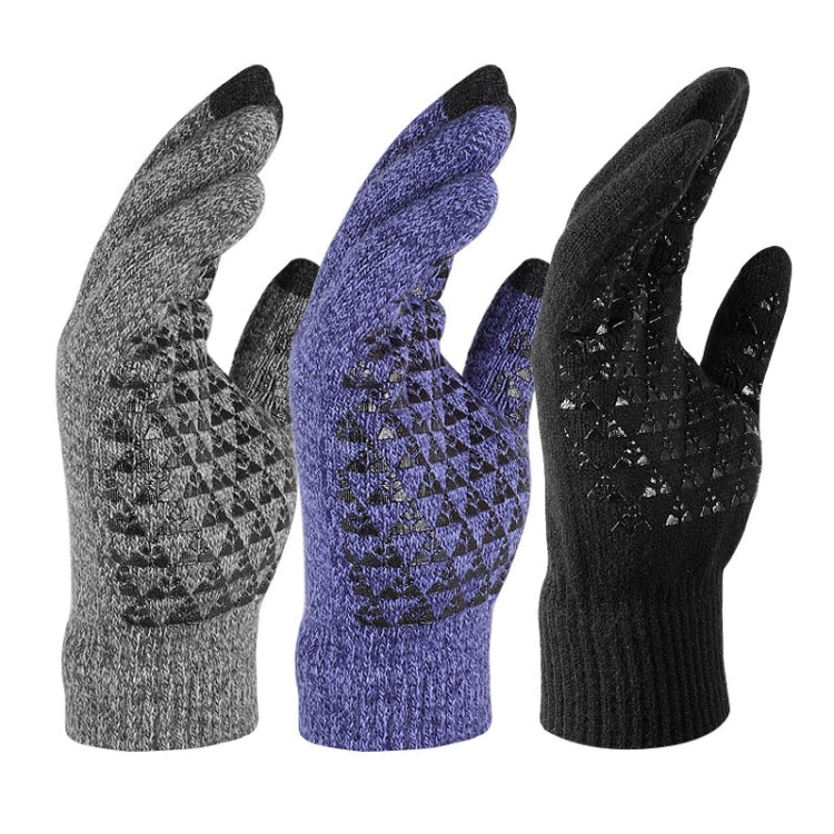 1 Pair Thick Velvet Touch Screen Knitted Warm Gloves