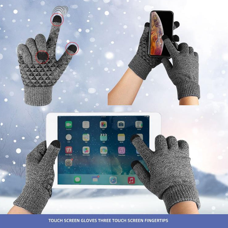 1 Pair Thick Velvet Touch Screen Knitted Warm Gloves