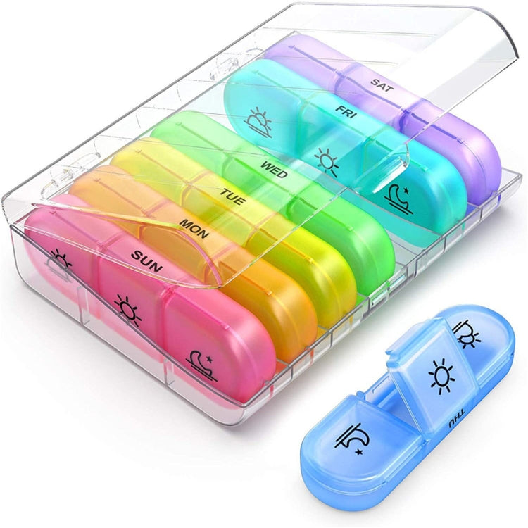 21-compartment Rainbow Pill Box One Week Pill Box