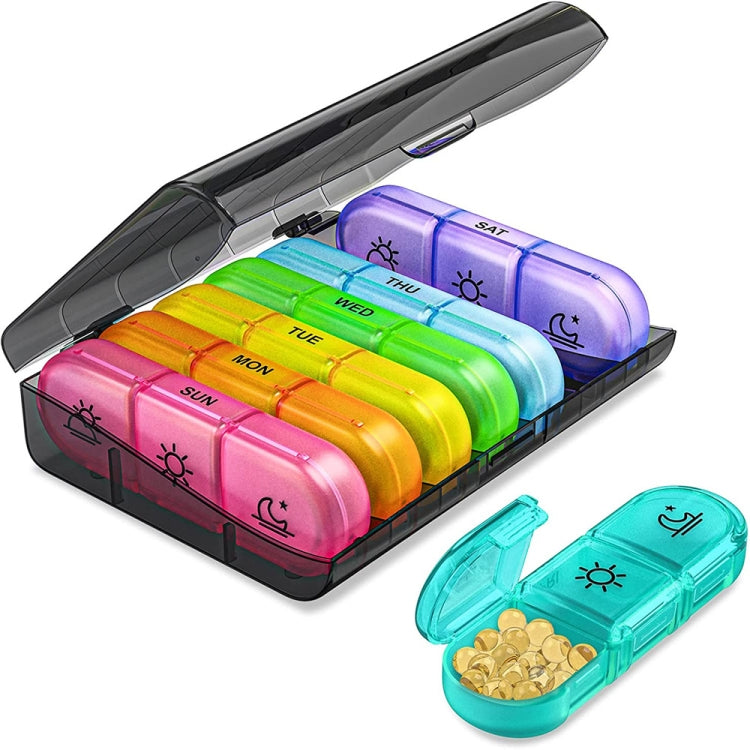 21-compartment Rainbow Pill Box One Week Pill Box