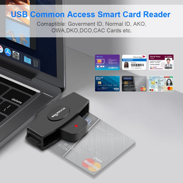 Rocketek CSCR3 Smart CAC Card Reader Type-C Bank Tax Declaration SIM Card/IC Card ID Card Reader