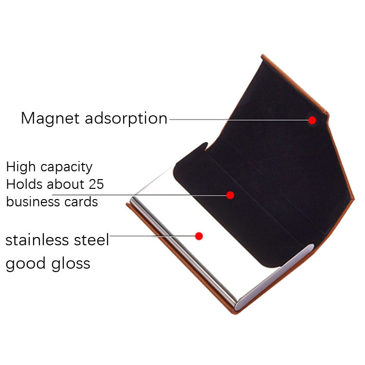 Men Leather Stainless Steel Business Card Clamp