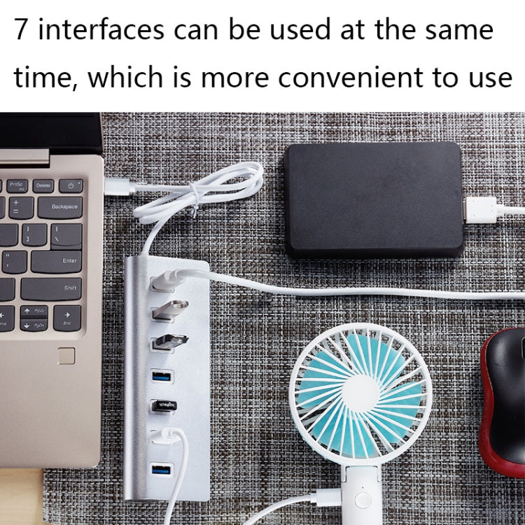 THL059 USB2.0 7 In 1 Aluminum Alloy HUB