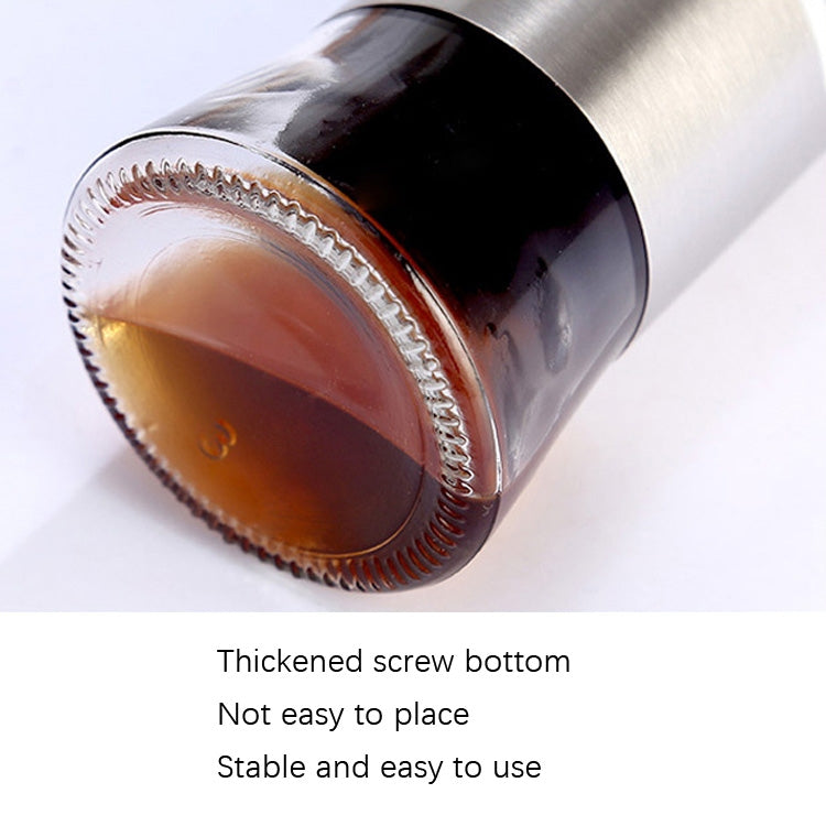 Stainless Steel Glass Oil Bottle Kitchen Pressed Seasoning Bottle