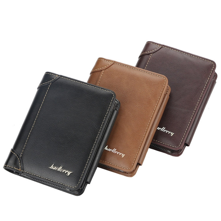 Baellerry D9159 Men Short Tri-Fold Zip Coin Purse Thin Card Holder