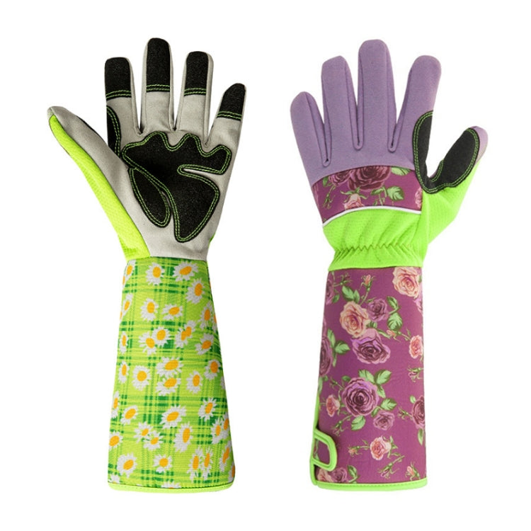 Gardening Stab Resistant Print Sleeve Wrist Extended Gloves