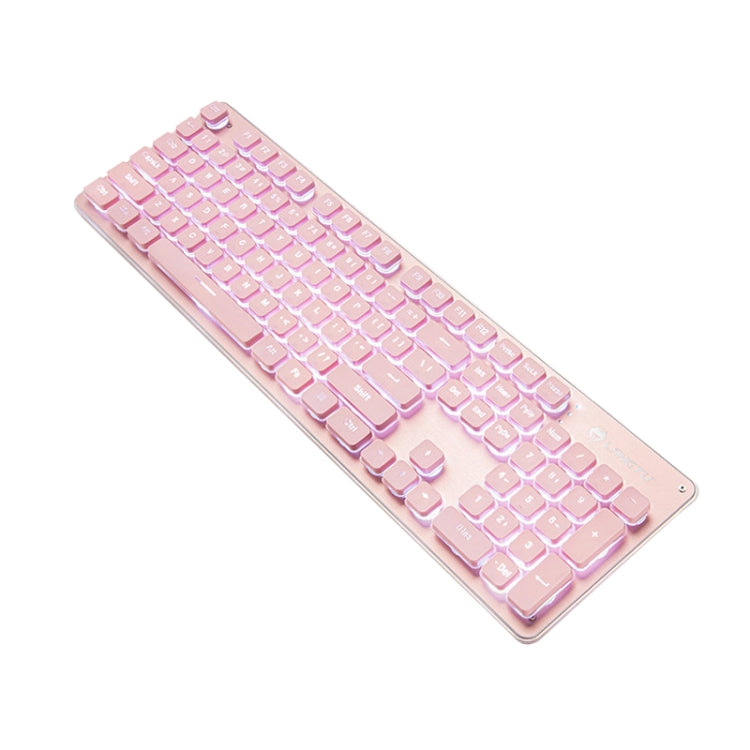 LANGTU L1 104 Keys USB Home Office Film Luminous Wired Keyboard, Cable Length:1.6m, L1 White Light Pink, L1 Orange Light Black, L1 Ice Blue Light Silver White, L1 Ice Blue Light Black