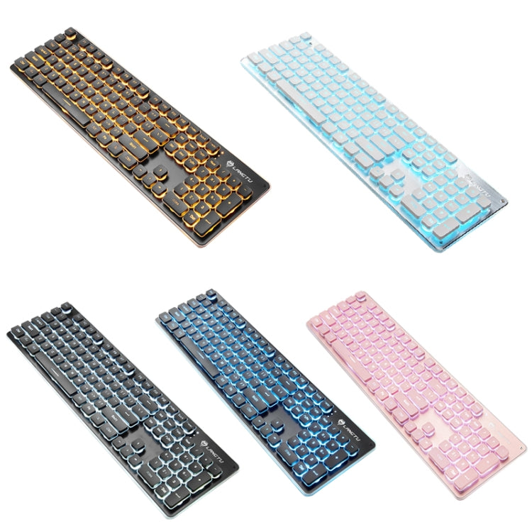 LANGTU L1 104 Keys USB Home Office Film Luminous Wired Keyboard, Cable Length:1.6m, L1 White Light Pink, L1 Orange Light Black, L1 Ice Blue Light Silver White, L1 Ice Blue Light Black